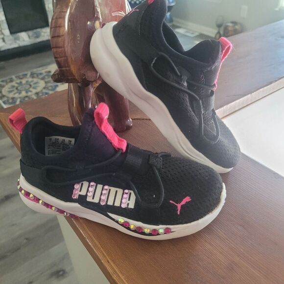 🌴GIRLS SLIP ON CUSTOM BLING ✨️PINK 🎀 PUMAS - Picture 4 of 8